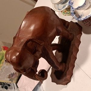 Vintage Carved Teakwood Elephant